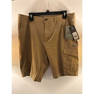Free Country Men's Outdoor Cargo Shorts 34 Khaki Stretch Hiking Camping NWT
